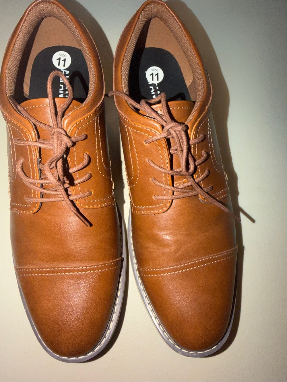 Alfani Men's Cognac Brown Leather Lace-Up Oxfords* NWOB or Tag